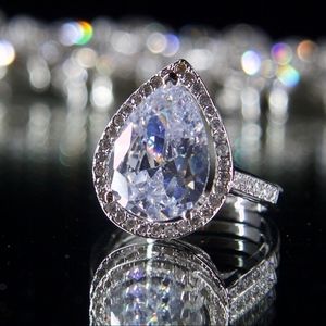 14kt Gold Dipped Swarovski Halo Engagement Ring